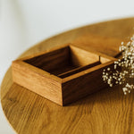 Square Oak Box for 4x6 prints with divider | Color - Tawny Brown