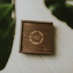 Square wooden box for 4x6 prints & USB