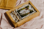 Custom Oak Photo Box for 4x6 & 5x7 Prints, Rustic Handmade Wedding & Memory Storage, Unique Gift