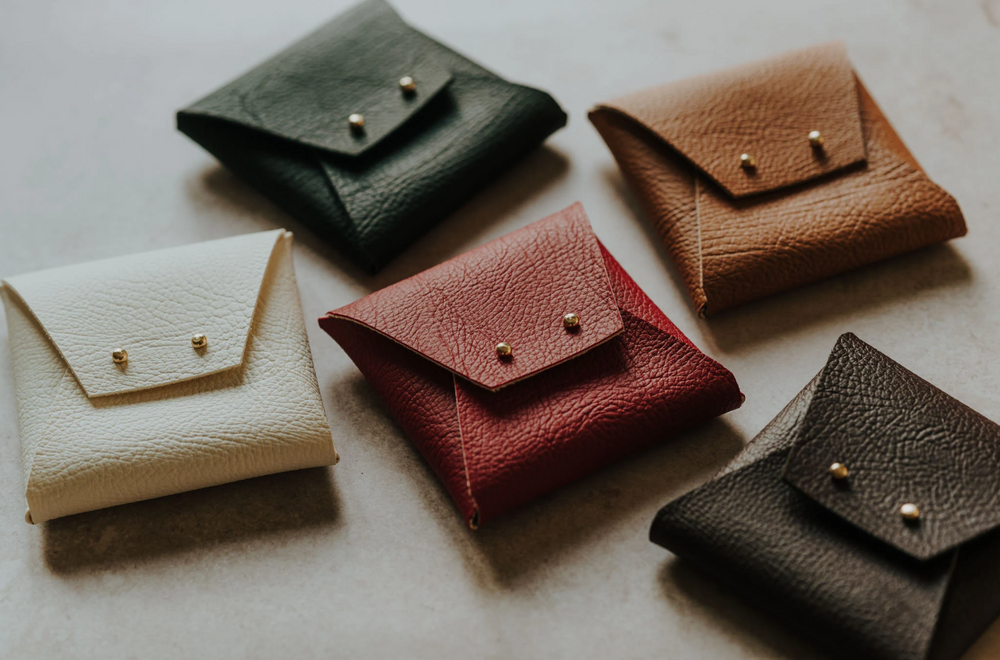 Textured Vegan Leather pouch for Polaroids | Black