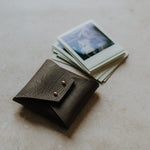 Textured Vegan Leather pouch for Polaroids | Brown