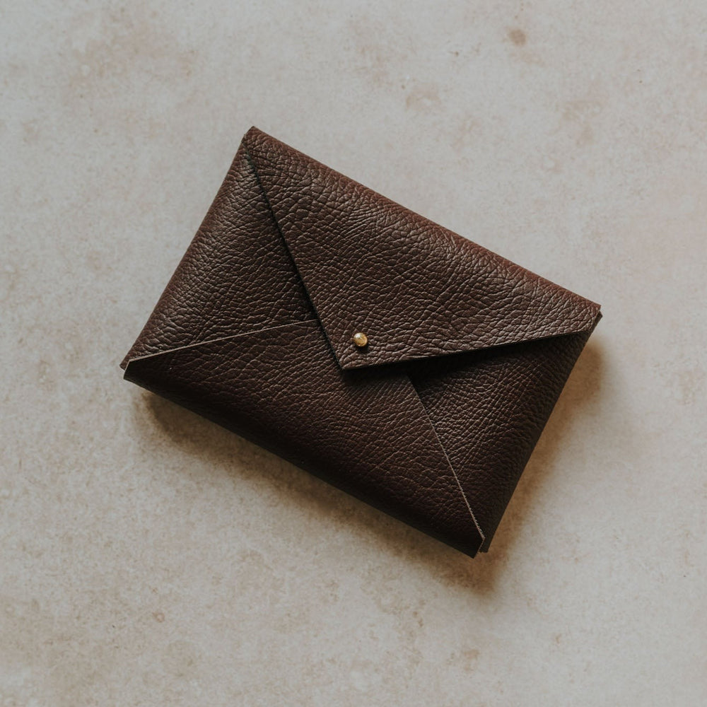 Textured Vegan Leather envelope for prints | Brown