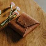 Textured Vegan Leather pouch for Polaroids | Cognac
