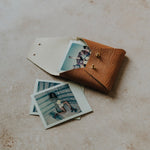 Textured Vegan Leather pouch for Polaroids | Cognac