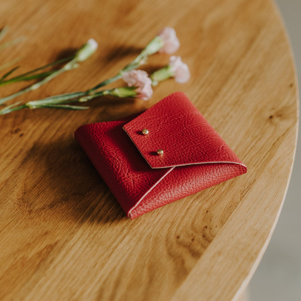 Textured Vegan Leather pouch for Polaroids | Red