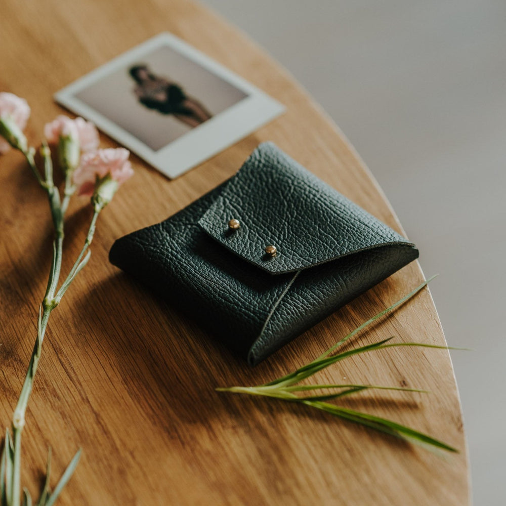 Textured Vegan Leather pouch for Polaroids | Black