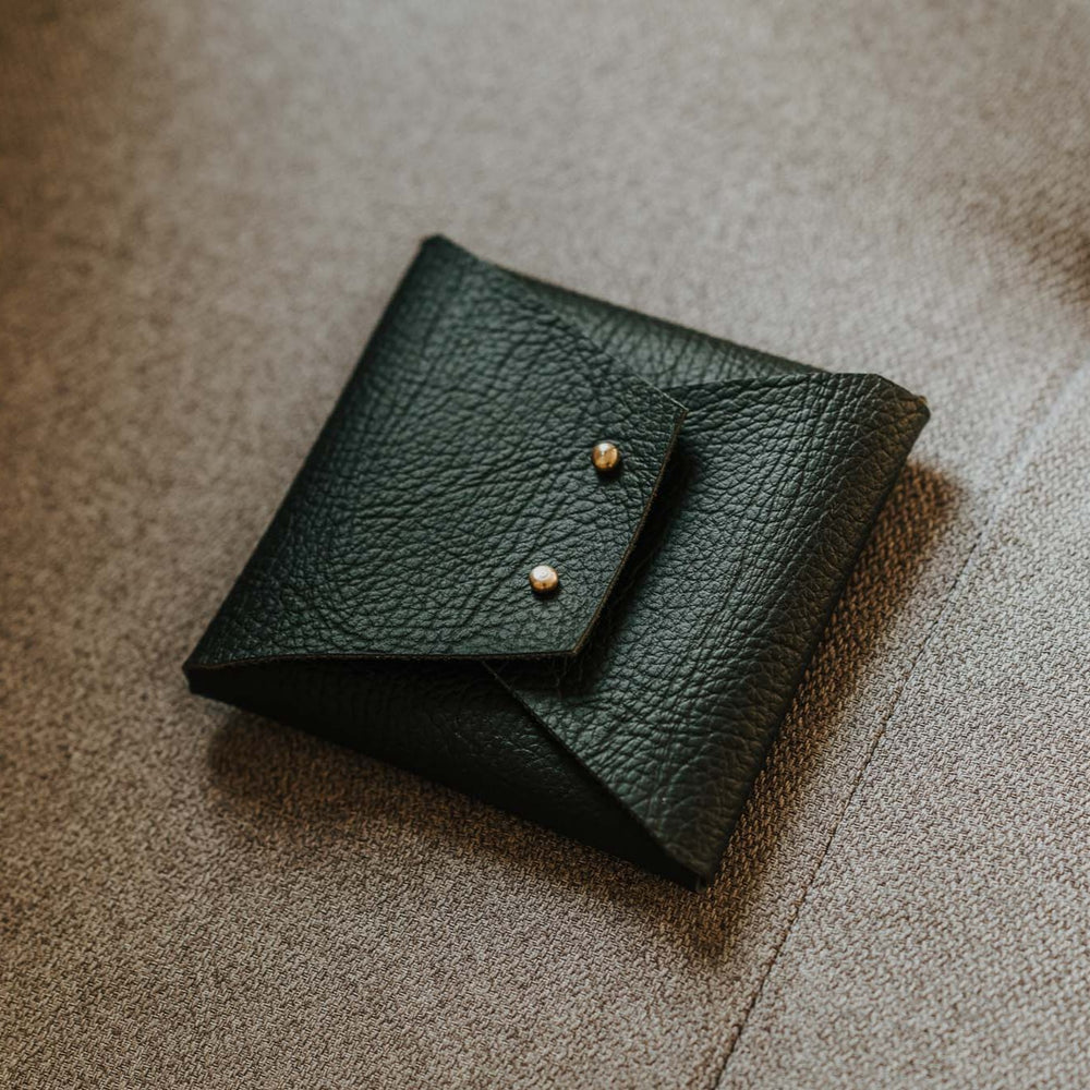 Textured Vegan Leather pouch for Polaroids | Black