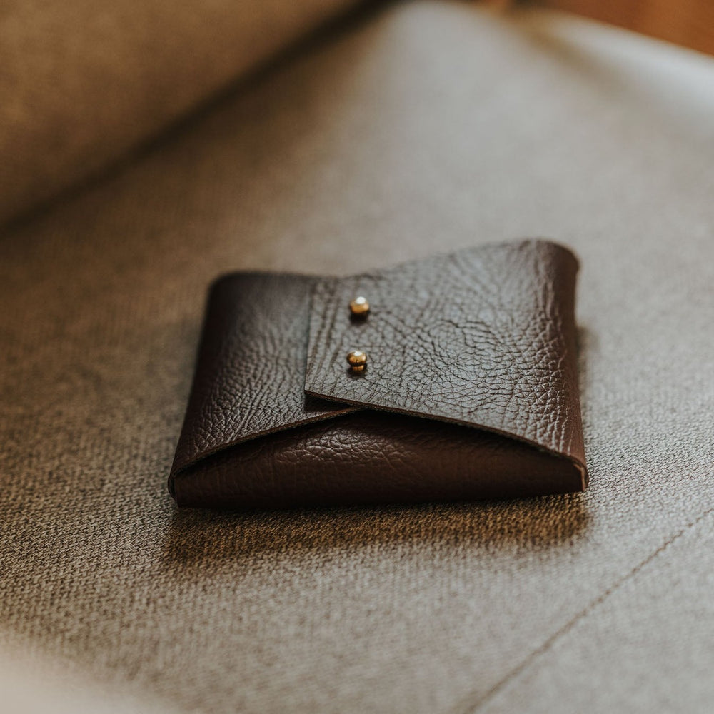 Textured Vegan Leather pouch for Polaroids | Brown