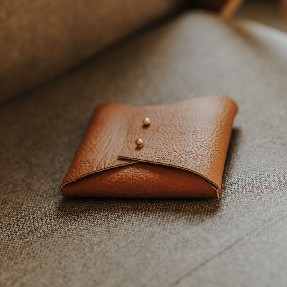 Textured Vegan Leather pouch for Polaroids | Cognac