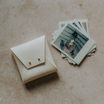 Textured Vegan Leather pouch for Polaroids | White