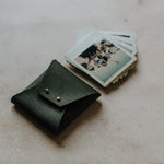 Textured Vegan Leather pouch for Polaroids | Black