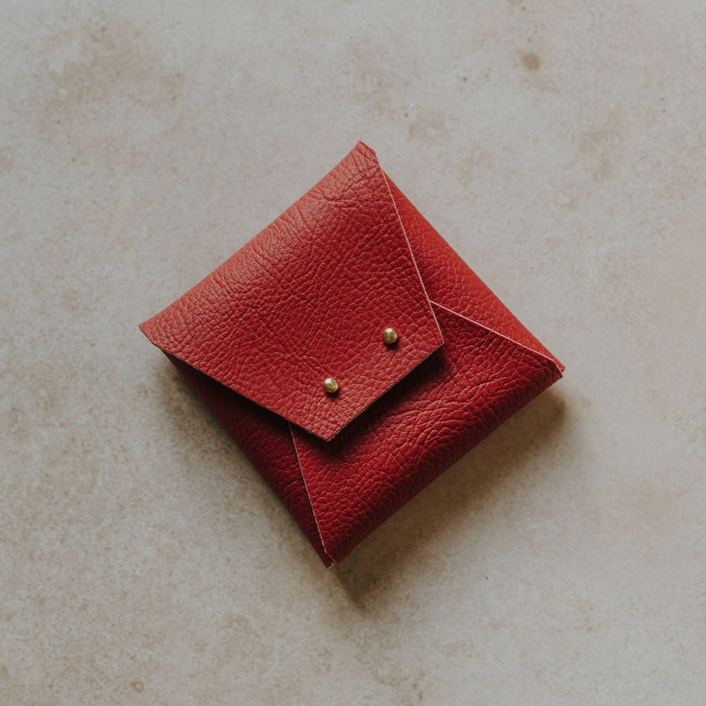 Textured Vegan Leather pouch for Polaroids | Red