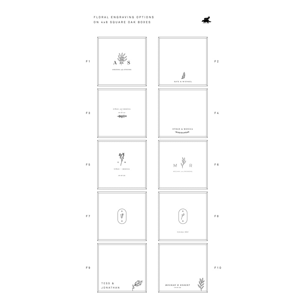 Square Oak Box for 4x6 prints with divider | Color - Tawny Brown