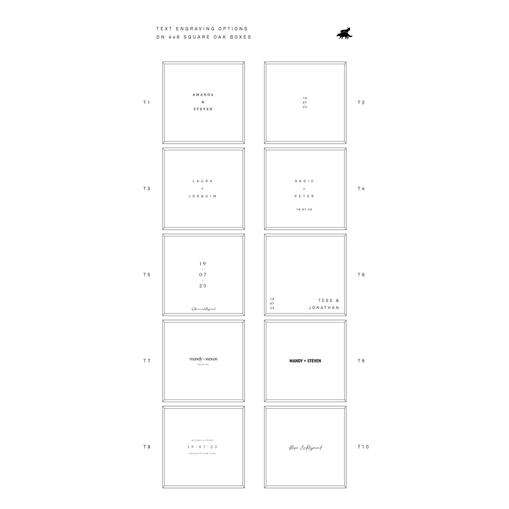 Square Oak Box for 4x6 prints with divider | Color - Tawny Brown