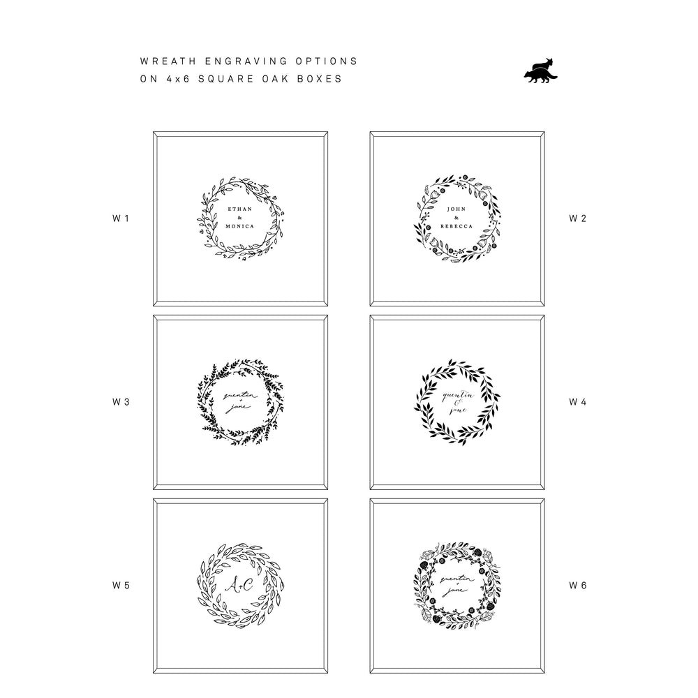 Square Oak Box for 4x6 prints with divider | Color - Tawny Brown
