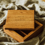 Square Oak Box for 4x6 prints with divider | Color - Tawny Brown