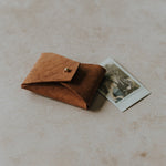 Saddle leather pouch for Fuji Instax Mini | Honey brown
