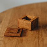 Square Oak Box for USB drive | Color - Tawny Brown
