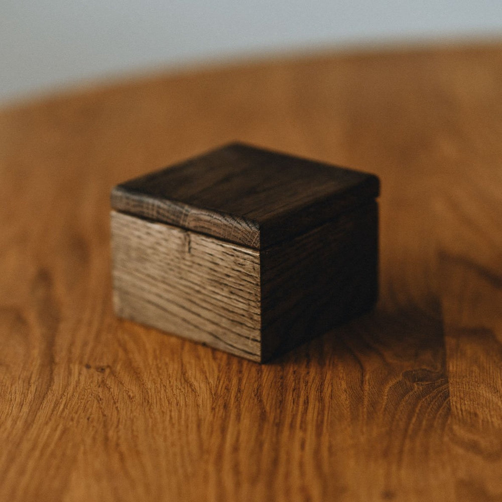 Square Oak Box for USB drive | Color - Smoked Oak