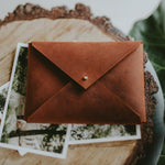 Saddle Leather envelope for prints | Honey Brown - set of 10 pcs