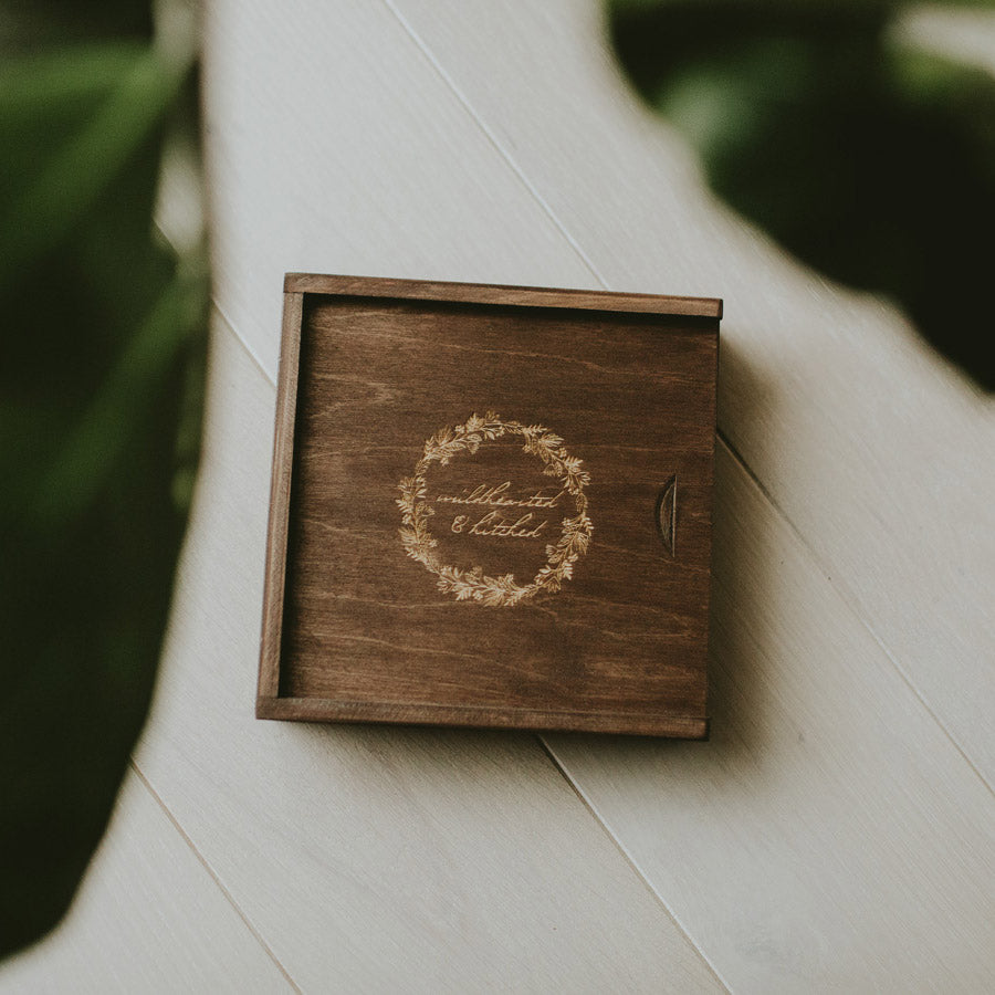 Square wooden box for 4x6 prints & USB - set of 20 pcs