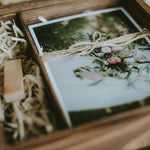 Square wooden box for 5x7 prints & USB - set of 5 pcs
