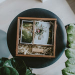 Square wooden box for 5x7 prints & USB - set of 5 pcs