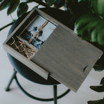 Square wooden box for 5x7 prints & USB