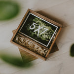 Square wooden box for 5x7 prints & USB