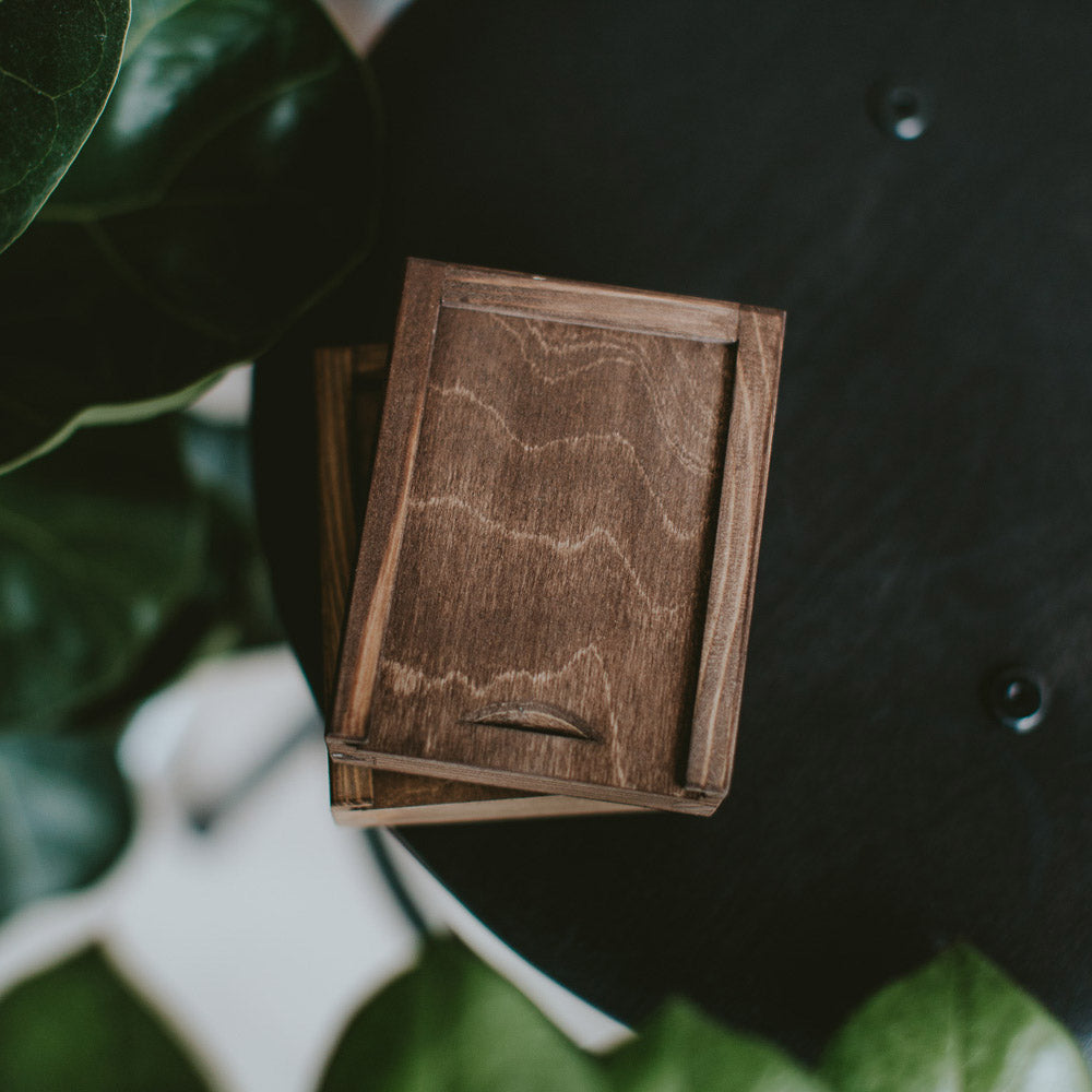 Wooden box for USB drives with lid