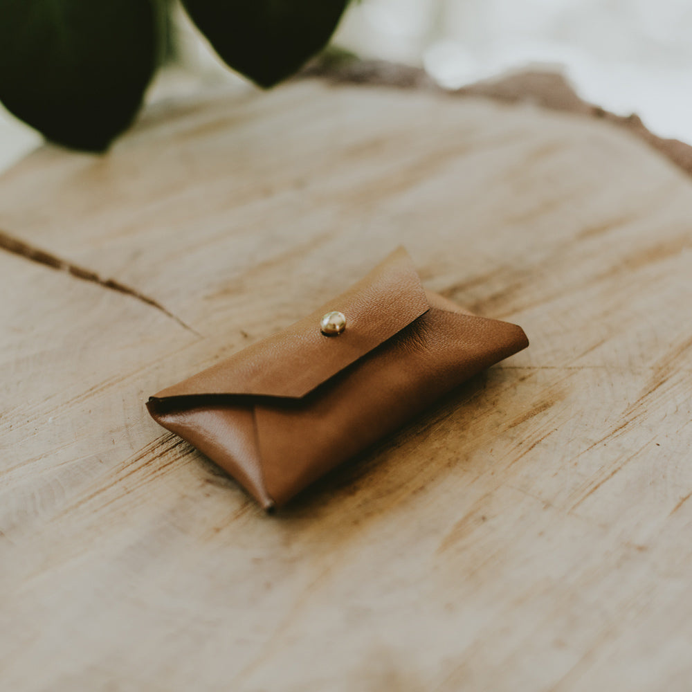 Vegan Leather pouch for USB | Cognac Brown