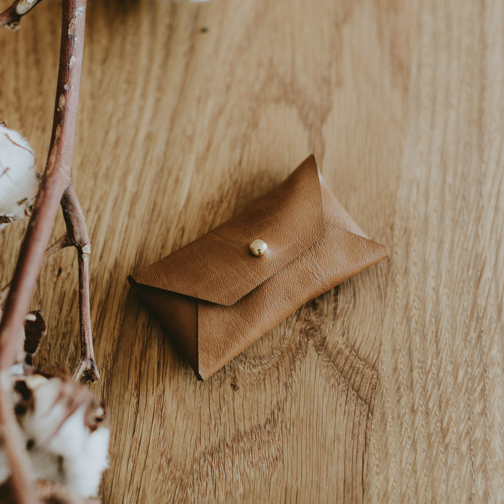Vegan Leather pouch for USB | Cognac Brown - Set of 10 pcs